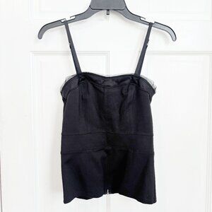 White House Black Market Corset Top Tube Tank Removable Straps Satin Zip Mesh 0